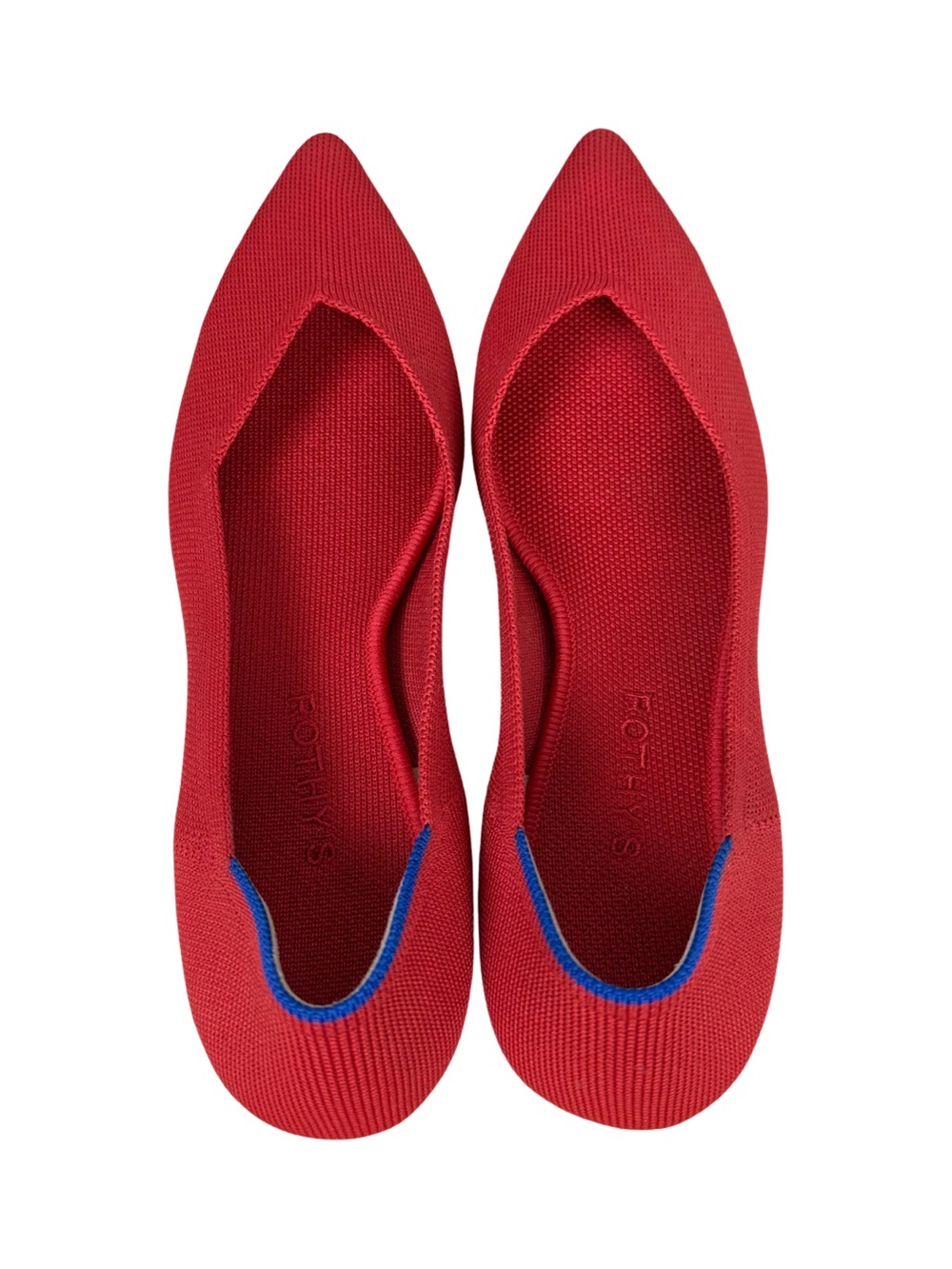 Rothy's Red Pointed Toe Slip-On Mesh Ballet Flats Size 10 - Picture 8 of 10